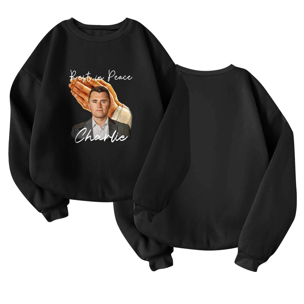 Unisex Fashion Casual Long Sleeve  Print Round Neck Top