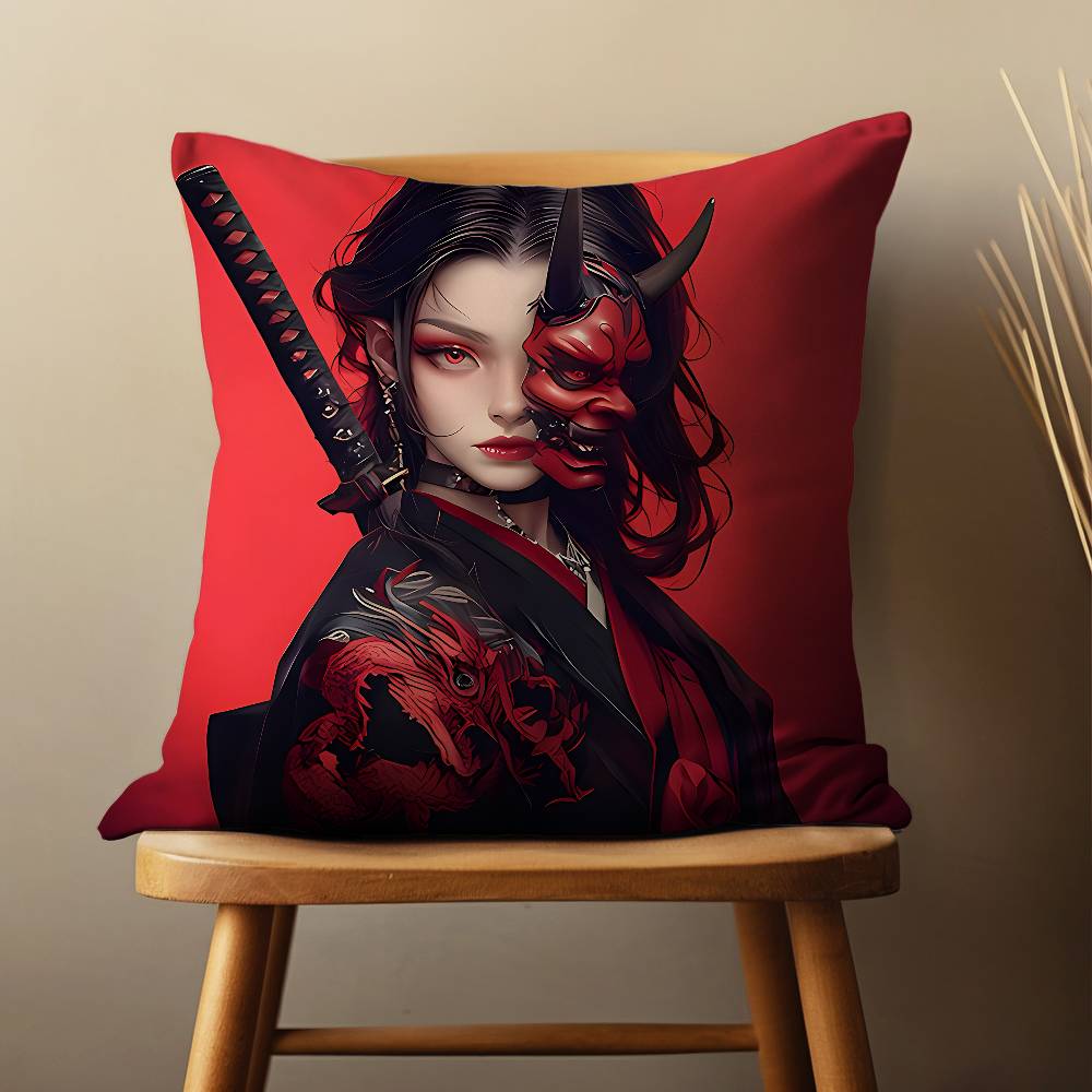 Cool Art Warrior Woman Throw Pillow Case For 45*45cm,55*55cm,30*30cm,Car Pillowcase Home Bedchamber Decor Gift