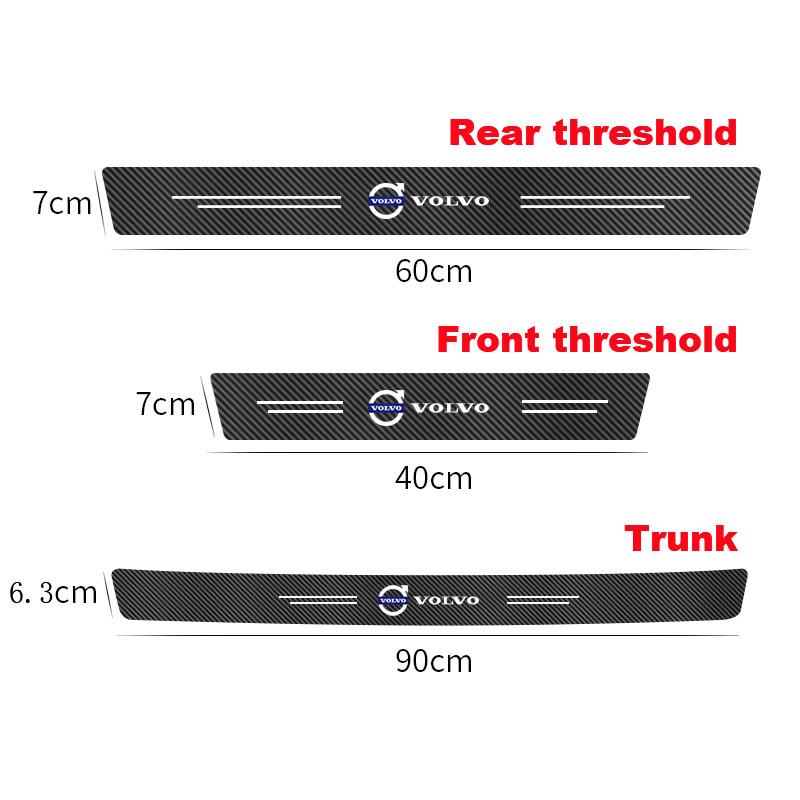1/4/5Pcs Carbon Fiber Sticker Car Threshold Protective Film For Volvo Rdesign Polestar AWD V50 S60 XC60 XC90 V60 S80 S90 V90 V70
