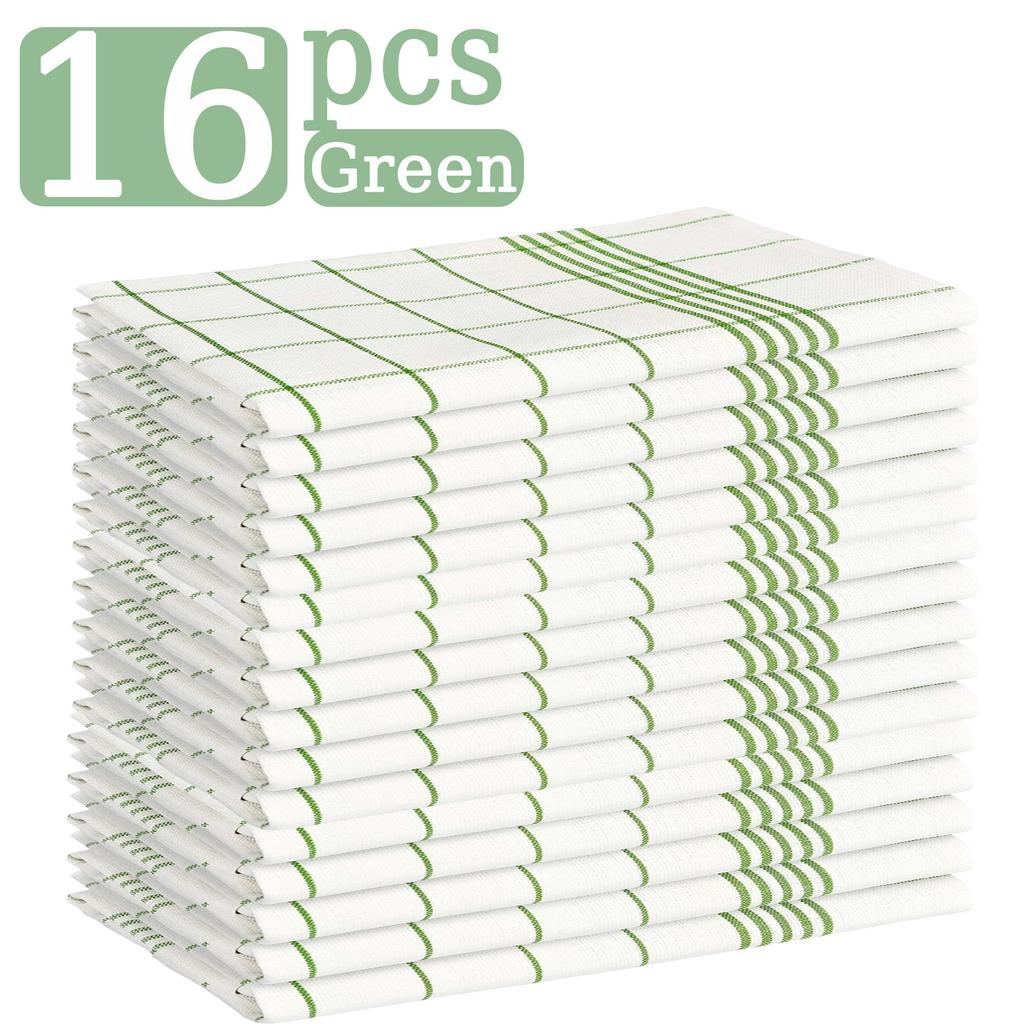 6/12Pcs Kitchen Towels, HOOHNICE, Classic Plaid Dish Towel Scouring Pad