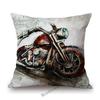 Vintage Motorcyle Chopper Poster Art Cafe Bar Industrial Mechanic Decoration Style Sofa Pillow Case Retro Linen Cushion Cover