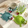 Cute Handmade Crochet Lizard Coaster Animal Drink Mat Non Slip Desk Protector Absorbent Table Decor Stress Reliever Toy Gift