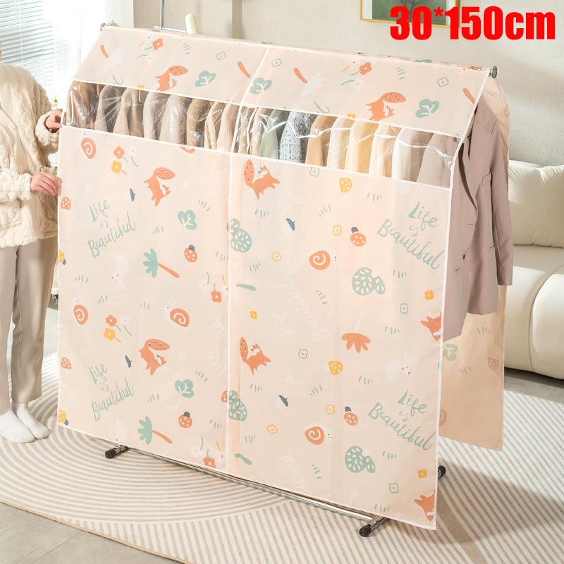 Closet Clothes Dust Cover Double-Sided Fabric Wardrobe Protector with Cute Dinosaur Pattern - Foldable Breathable 1790₽