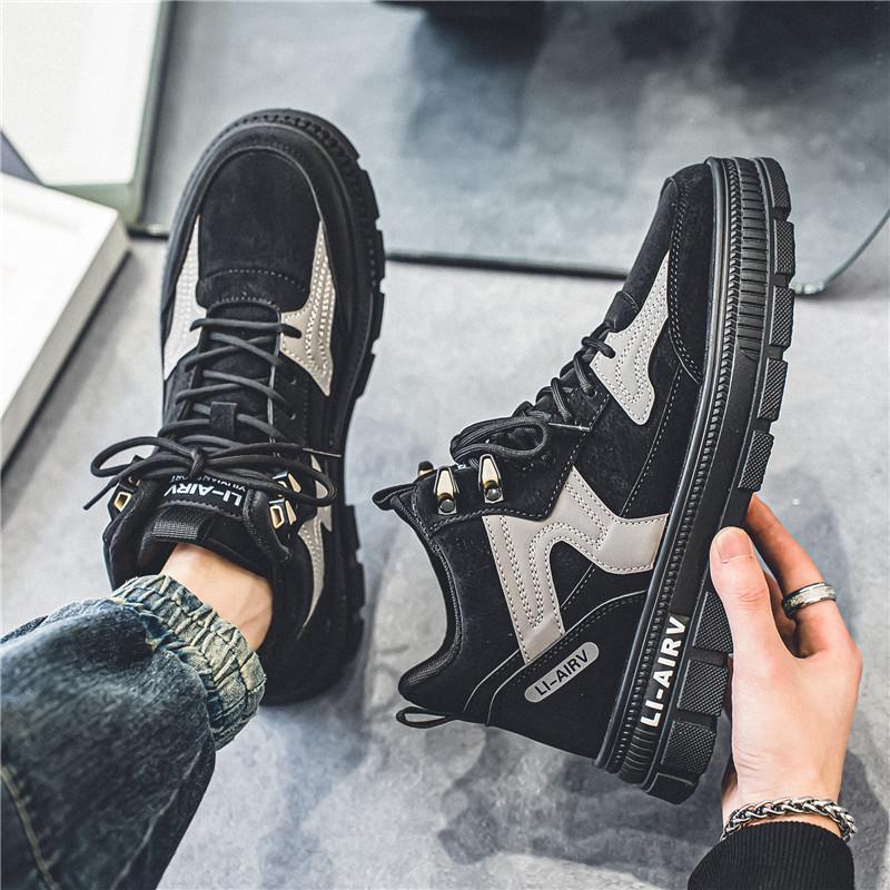 Ins Trend Men's Autumn Winter Boots Hightop Skateboard Shoes Students Boys Platform Walking Casual Boots