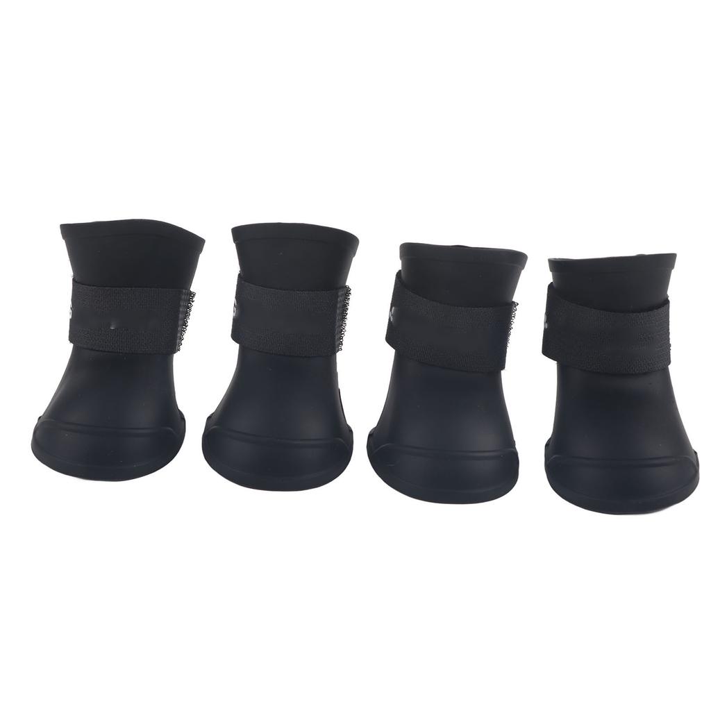4 Stück Silikon Haustier Hund Niedlich Wasserdicht Stiefel Rutschfest Schützend Regenschuhe(L Schwarz)
