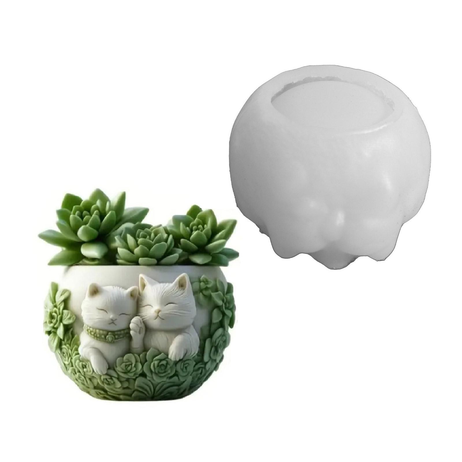 

Креативный дизайн кошки Силиконовая форма для цветочного горшка для контейнера для ювелирных изделий, изготовления чашек для свечей и самодельных поделок