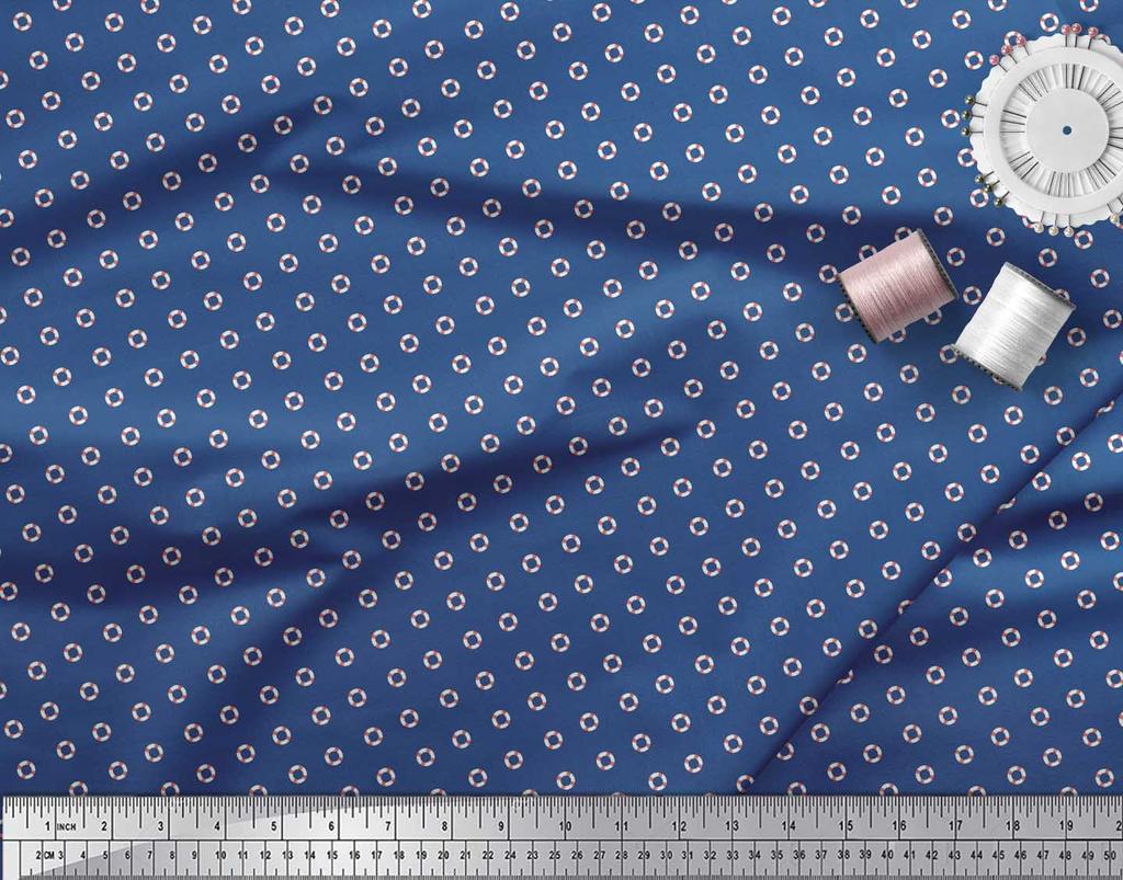 Soimoi Japan Crepe Satin Fabric Swimming Ring Small Printed Craft Fabric by the metre 42 Inch