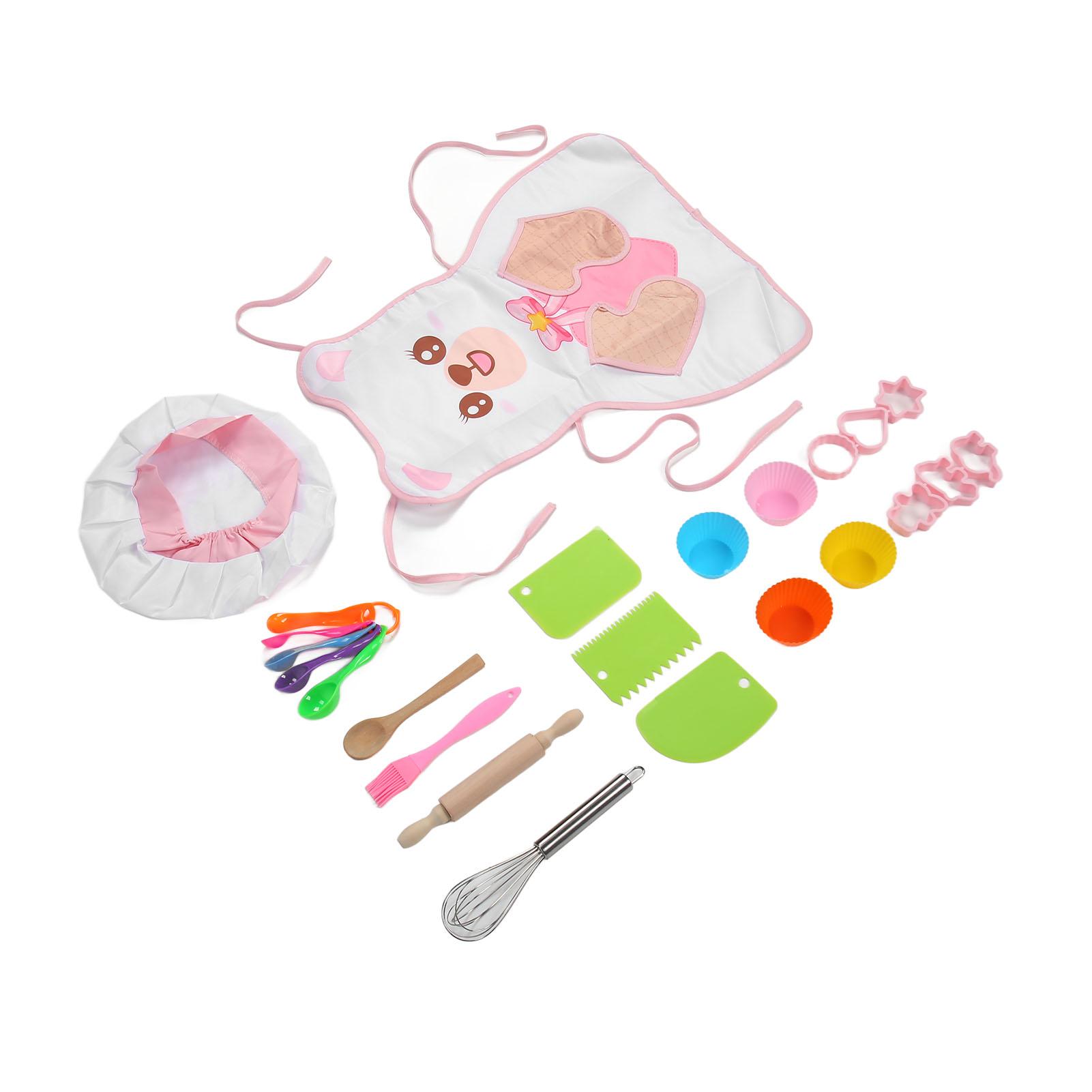 

Детский набор для выпечки с фартуком, шляпой, скалкой, деревянной ложкой, кистью, набором для приготовления и выпечки, кухонный набор для малышей