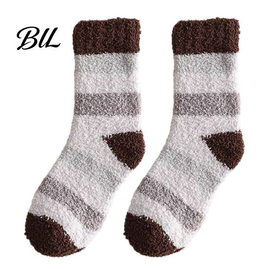 Elastic Mid-calf Thermal Wear Thickened Coral Fleece Socks for Men, Striped Socks, Soft High Elasticity Cozy Fuzzy Crew Winter, Cold Weather Warm Home