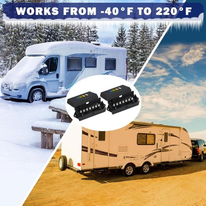 Heavy Duty Waterproof 7 Way Junction Box Easy Installation Electric Wire Connection Box For RVs Camping Vehicle Circuits