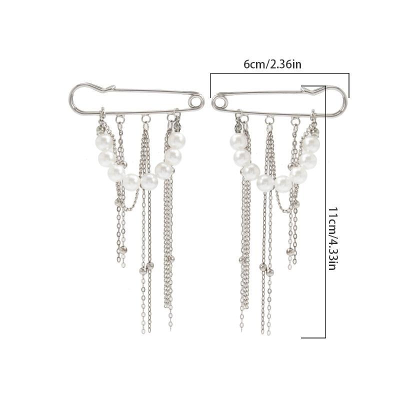 Imitation Pearl Tassel Brooch Detachable Button Clasps Trouser Leg Decorative Brooch Adjustable Jean Fit Tighten Buckle
