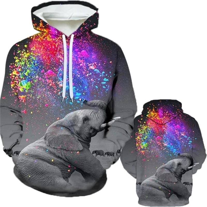 Personalizovaná Móda Zvířecí Olejomalba Slon 3D Tištěné Pánské Zimní Ležérní Mikiny Harajuku Zábavná Mikina Unisex Topy
