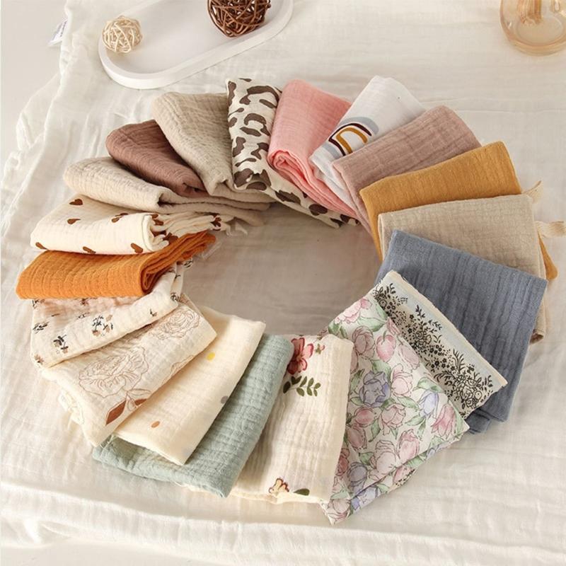 3PCS Cotton Handkerchief Face Towel 4-Layer Gentle and Absorbent Drooling Bib Mouth Wipe Cloth for Bathing and Feeding