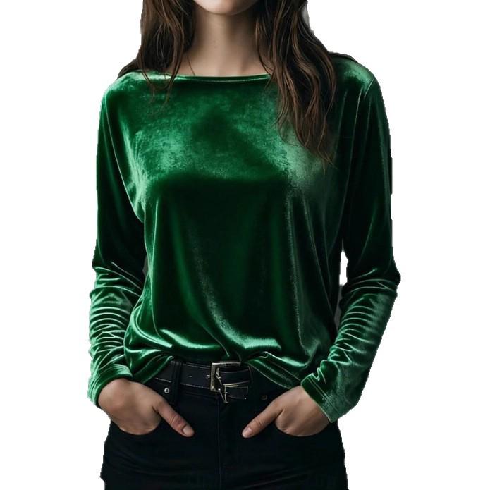 2026 Luxe Velvet French Knitwear: Chic Loose Round Neck Top for Fall/Winter