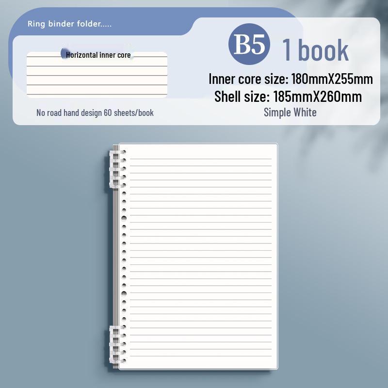Scratch-Resistant Transparent Loose-Leaf Notebook for Students - Removable Square Grid Design, High Value.