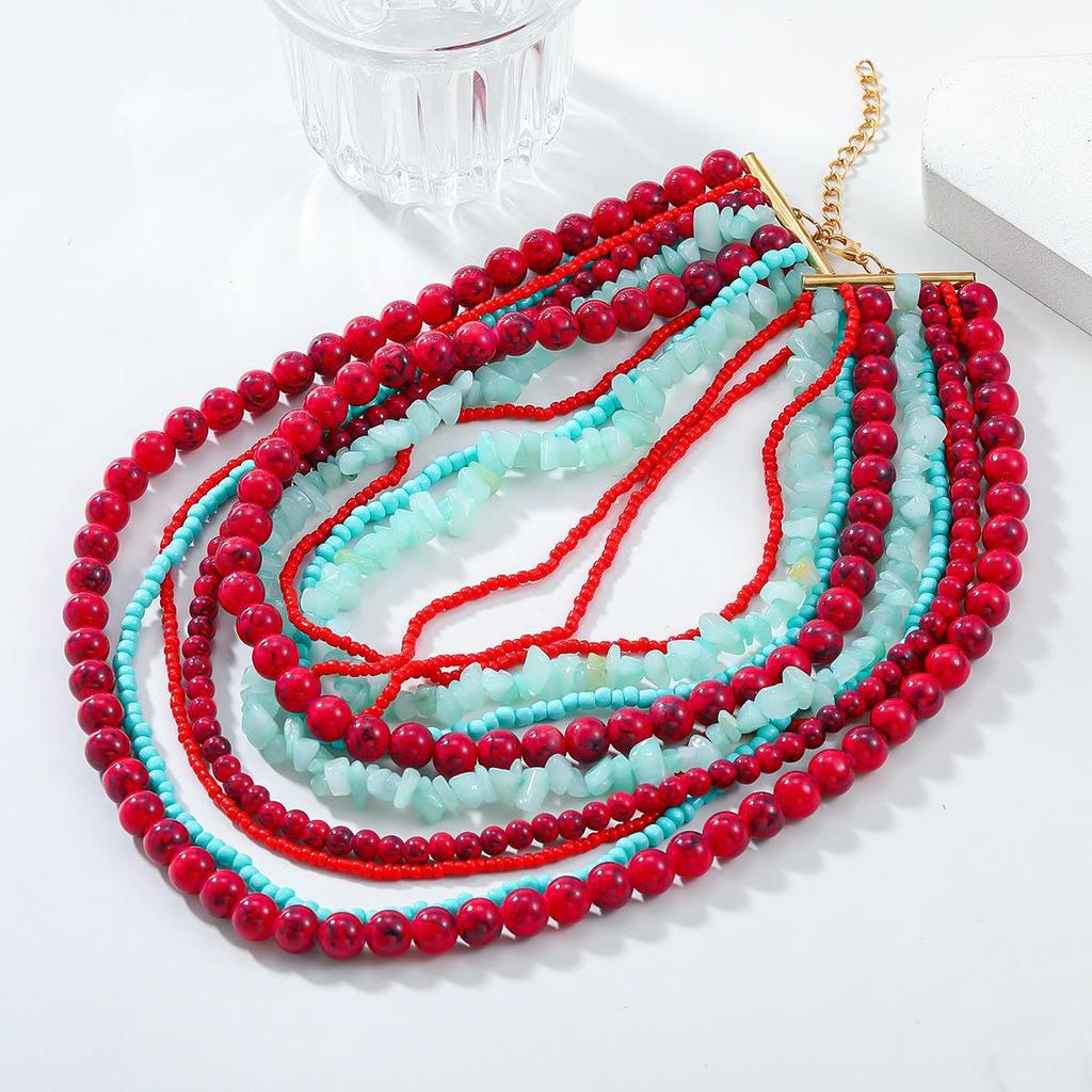 Z's Baroque Multi-layer Beaded Clavicle Necklace