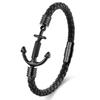 Black Leather Rope Cowhide Men's Double Layer Leather Woven Bracelet Handmade Multilayer Leather Anchor Bracelet