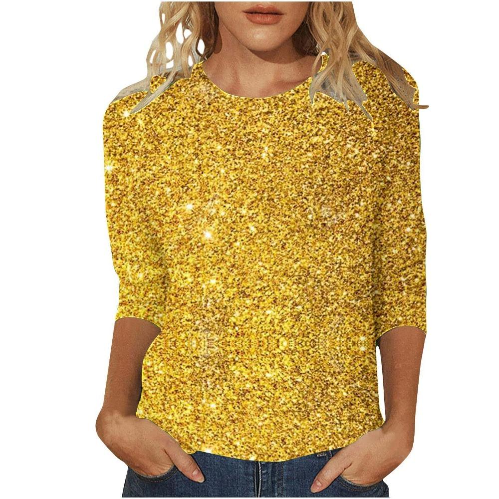 

Червоний принт Жіноча футболка Святкуйте карнавальну атмосферу Модні футболки для жінок Рукави сорочки три чверті Топ S