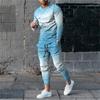 2023 Men High Quality Long Sleeve Set For Man Fashion Summer Design Printed T-Shirt Long Pants 2Pcs Outfit Clothing Sport Suit