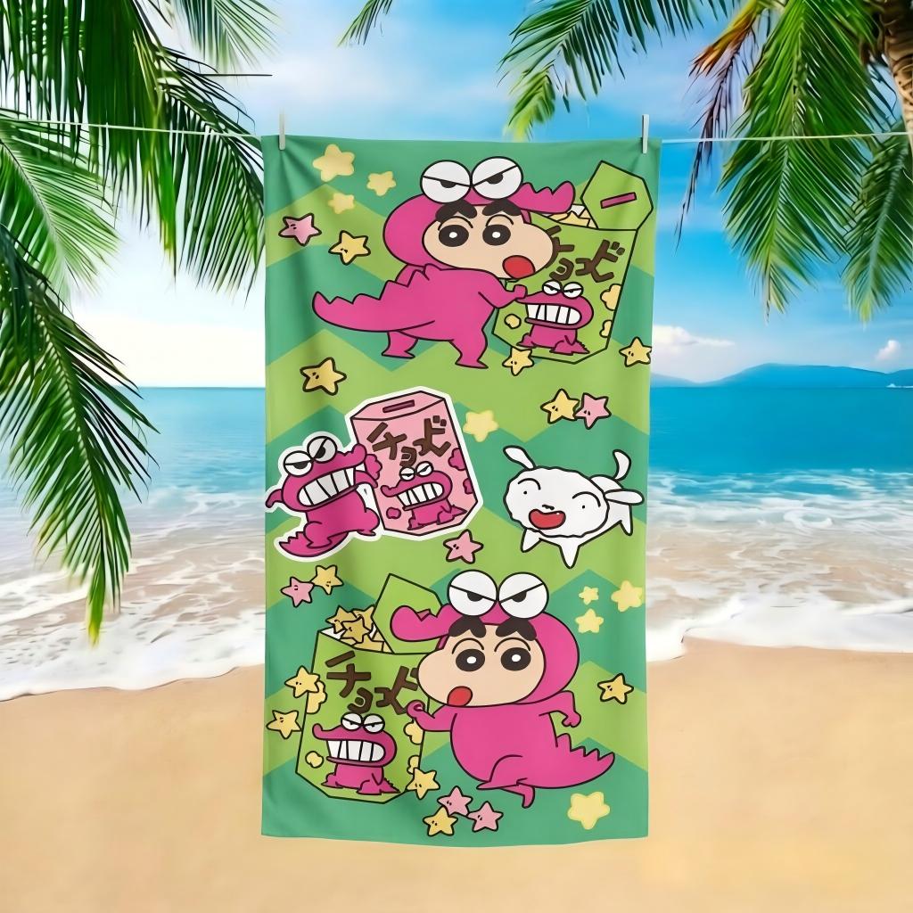 Crayon Shin Chan Microfiber Beach Towel Pink Dinosaur Shiro Dog Print Quick Dry Sand Free Kids Pool Travel Bath Gift
