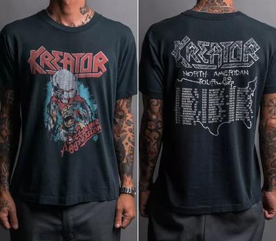 Reprint 1989 Kreator Extreme Aggression Tour T-Shirt Black Tee