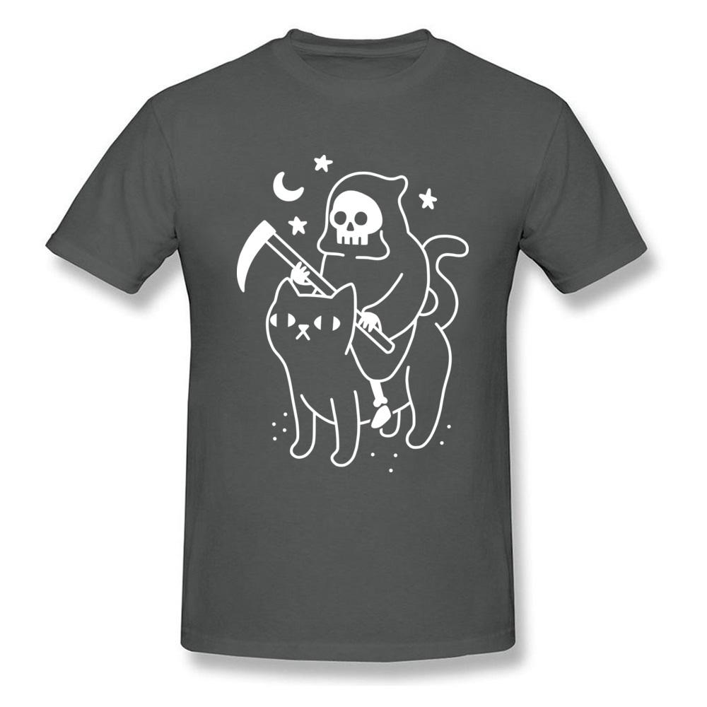 Grim Death Rides A Black Cat TShirt Funky Short Sleeve Unique Unisex Tees All Cotton Round Neck Unisex Tee Shirts Summer Sweater