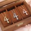 1buc Colier Dublu Agățat Cruce Croix Colier Cuplu European și American Diamant Colorat Pandantiv Bijuterii Bărbați și Femei Cupru Vintage