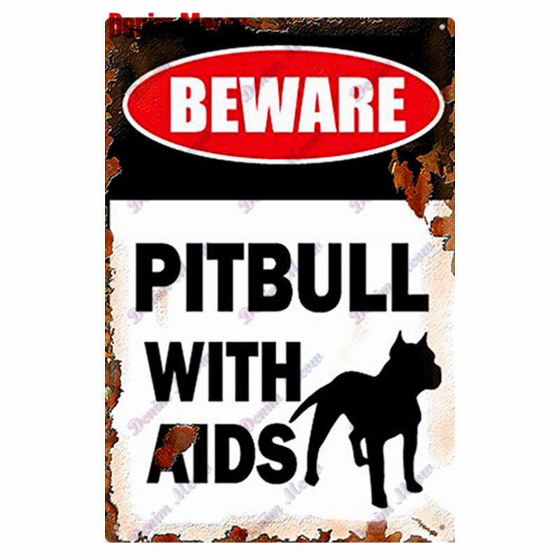 Vintage Beware of Dog, Metal Sign, Warning Danger, Protected Pit Bull Dog, No Bal, Wall Decor, Private Area Decoration, WY45