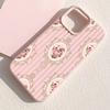 Vertical Pink Striped Background Rose Flower Cluster Patterns Phone Case For iPhone 17 16 Pro Max 15 14 Plus 13 12 Pro 11 Cover
