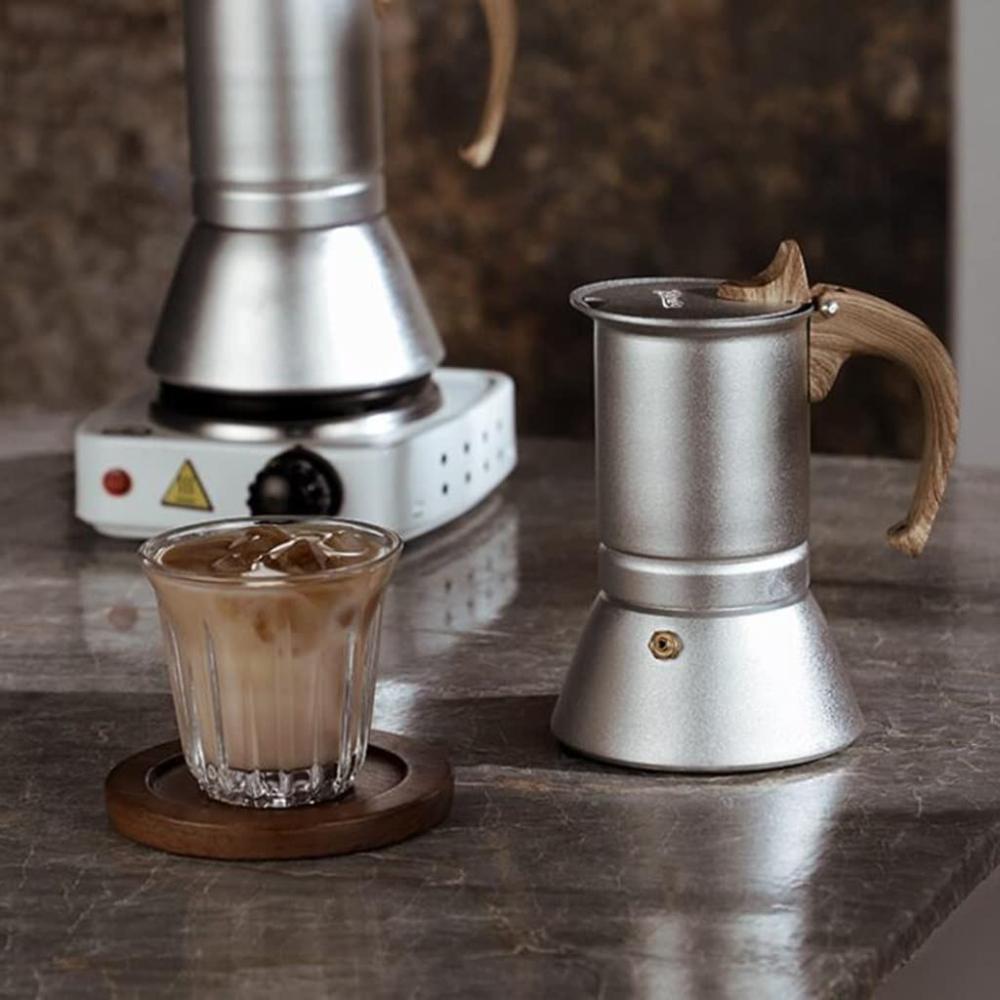 Aluminum Moka Pot 300ML,Italia Coffee Maker for Stovetop,3-6 Cups Espresso,Heating,for Camping Equipment,Barista Gift