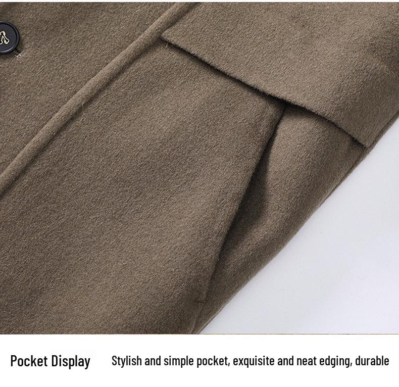 Men's Mid-Length Double-Sided Woolen Coat, Suit Collar, Korean Style, Casual Jacket for Autumn Winter.