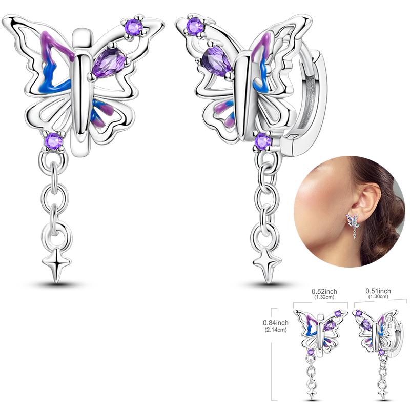 Early Spring 925 Silver Pink Tulip Sunflower Butterfly Grape Sweet Fresh Earrings Fit For Engagement Fine Jewelry Gifts