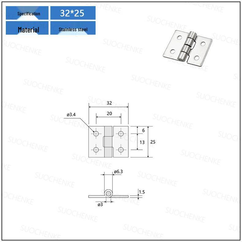 304 Stainless Steel Industrial Butterfly Hinge HHKS25/40/50/65/100 - Narrow Continuous Folding Hinge
