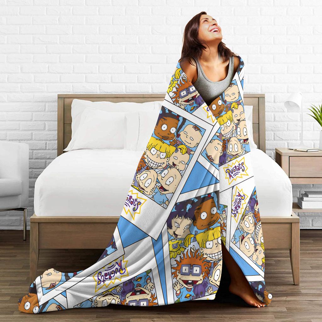 Rugrats Playful Character Blankets  Warm Soft Plush Throw Blanket For Couch Chair Airplane Travel Flannel Bedspread Bed Cover