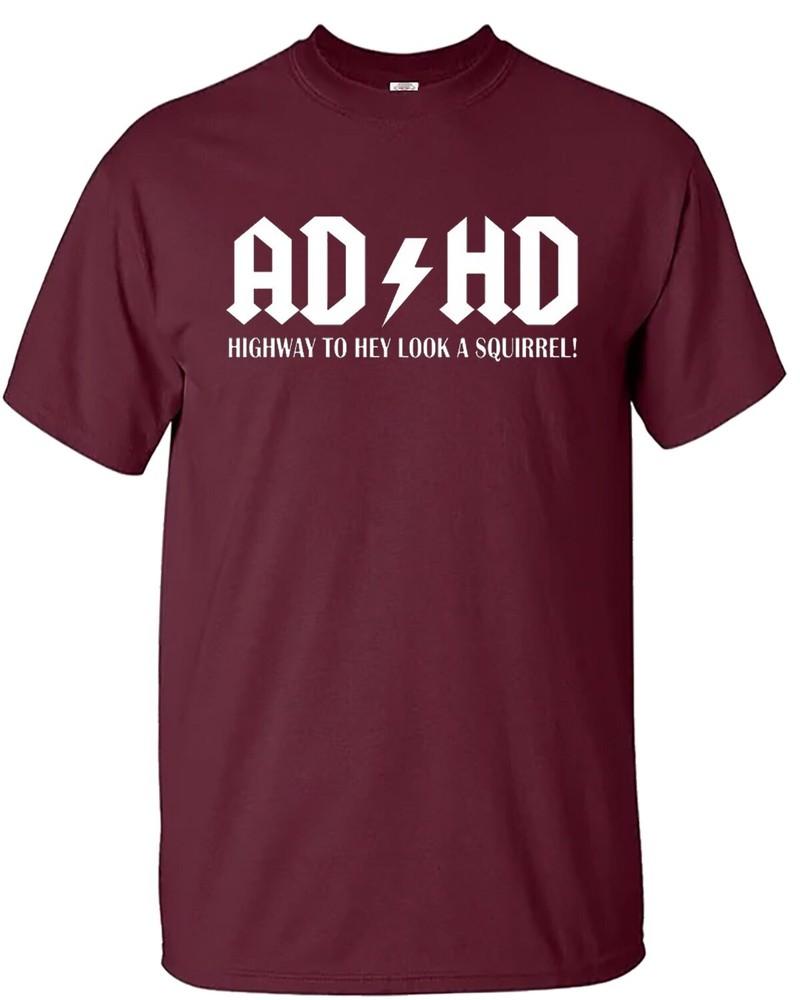 ADHS Autobahn zum Hey schau ein Eichhörnchen T-Shirt Herren Lustiges ADHS ADSR Tee Top