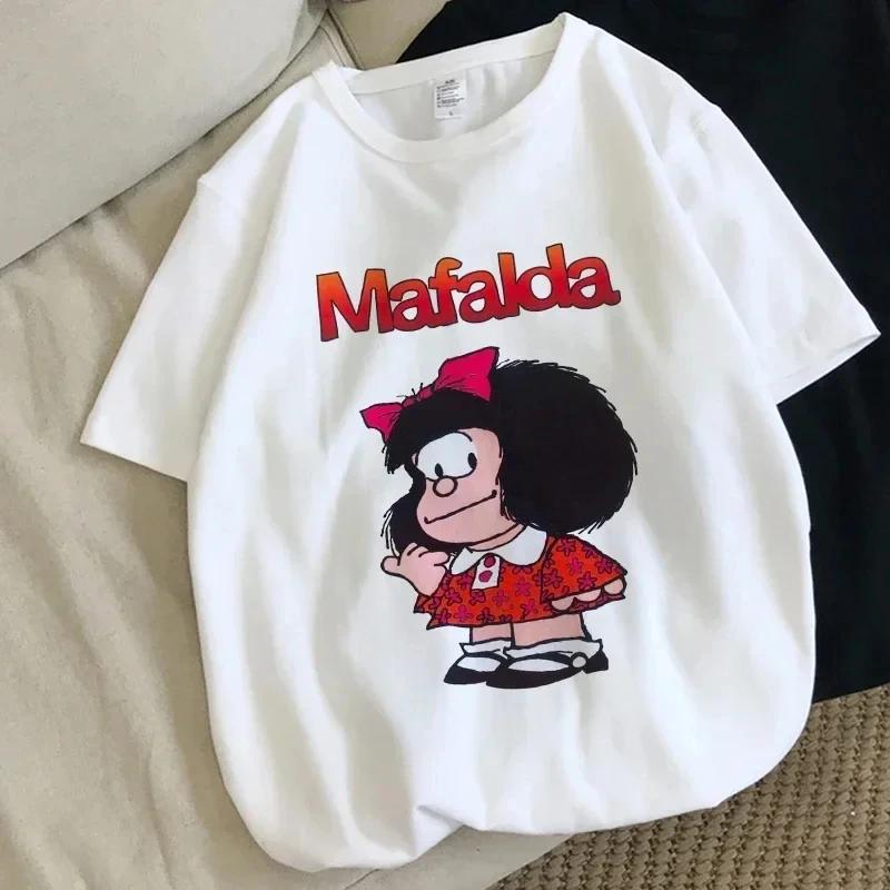 Harajuku Fun Cartoon Mafalda Kawaii Pattern Printed T-shirt Summer Cotton T-shirt Fashion Trend Top Harajuku Cotton Street Wear