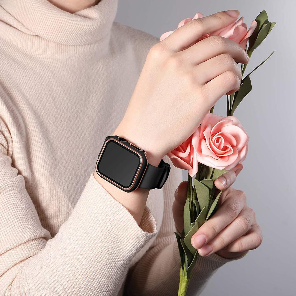 Coque de protection bicolore pour Apple Watch iWatch7 avec film en verre trempé