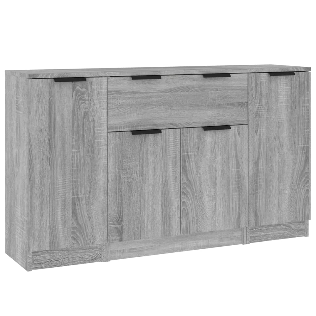 Sideboards 3 pcs Grey Sonoma Particleboard