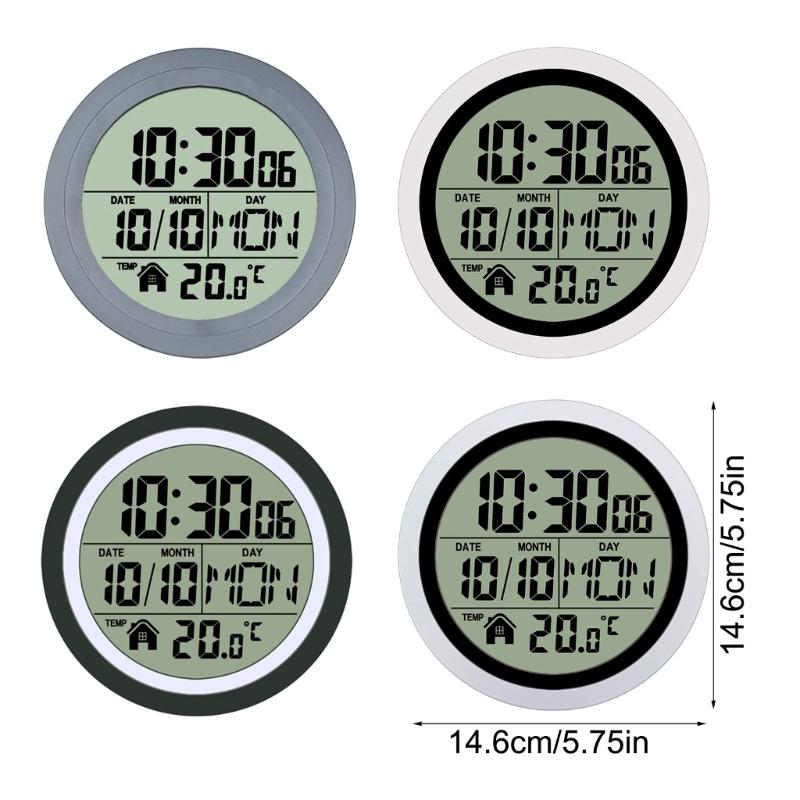 Large Digital Wall Clock with Date Day Temperature Battery Operated Bathroom Clock Shower Clock with Suction Cup Gift