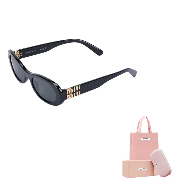 MIU MIU Oval Sunglasses With Sculpted Temples Women Sunglasses Black MU06ZS1AB5S0C