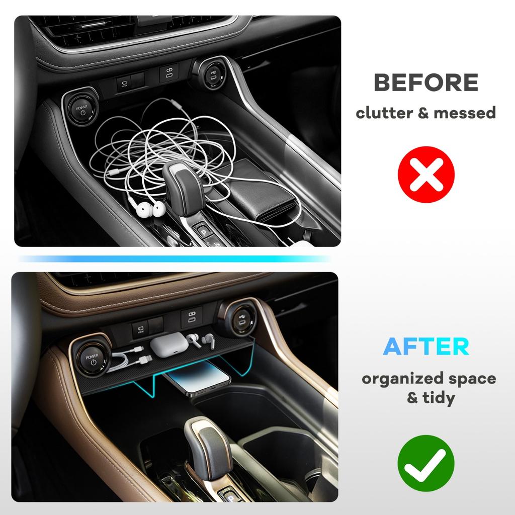 Center Console Organizer For Toyota Grand Highlander 2023 2024 2025 2026 Console Organizer Storage Tray ABS Interior Accessories