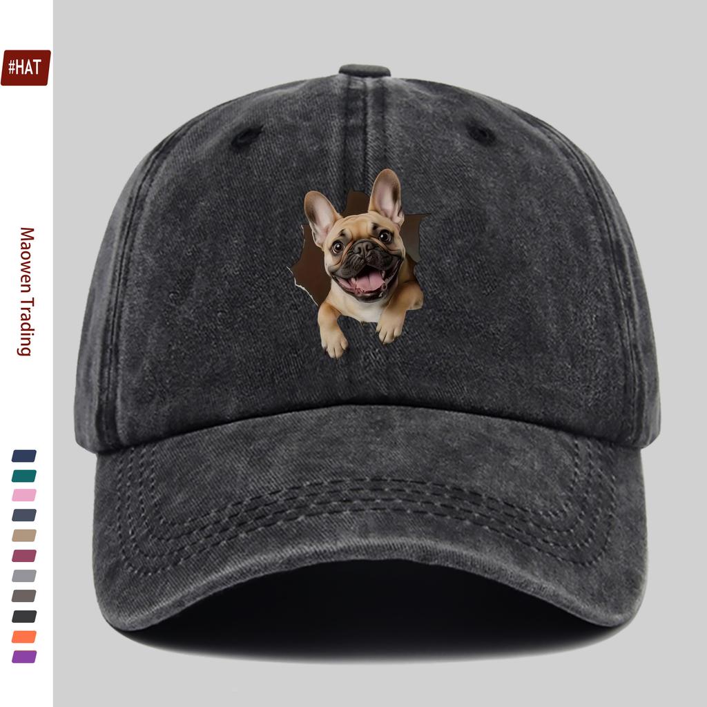 Pc Cute Dog PeekABoo Print Baseball Cap with Adorable Pet Design Sun Hat Hunting Decor Hat Adjustable Strap MultiColor Av