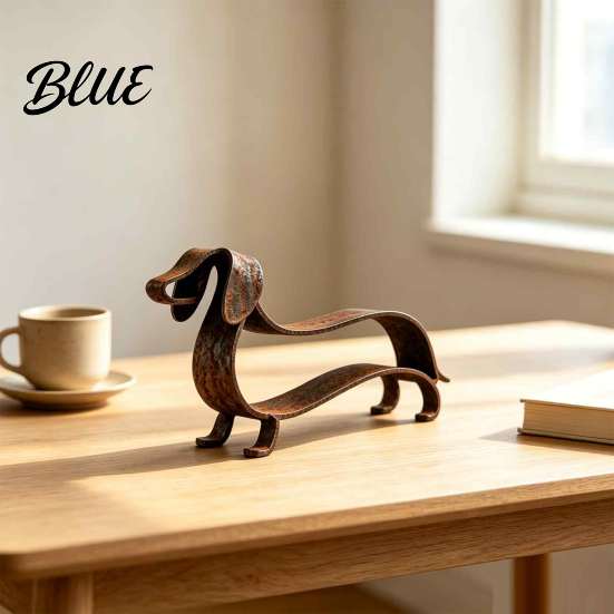 Wrought Iron Animal Decor Rustic Dachshund Metal Sculpture Minimalist Line Art Dog Statue Vintage Small Figurines Wiener Tabletop Figurine