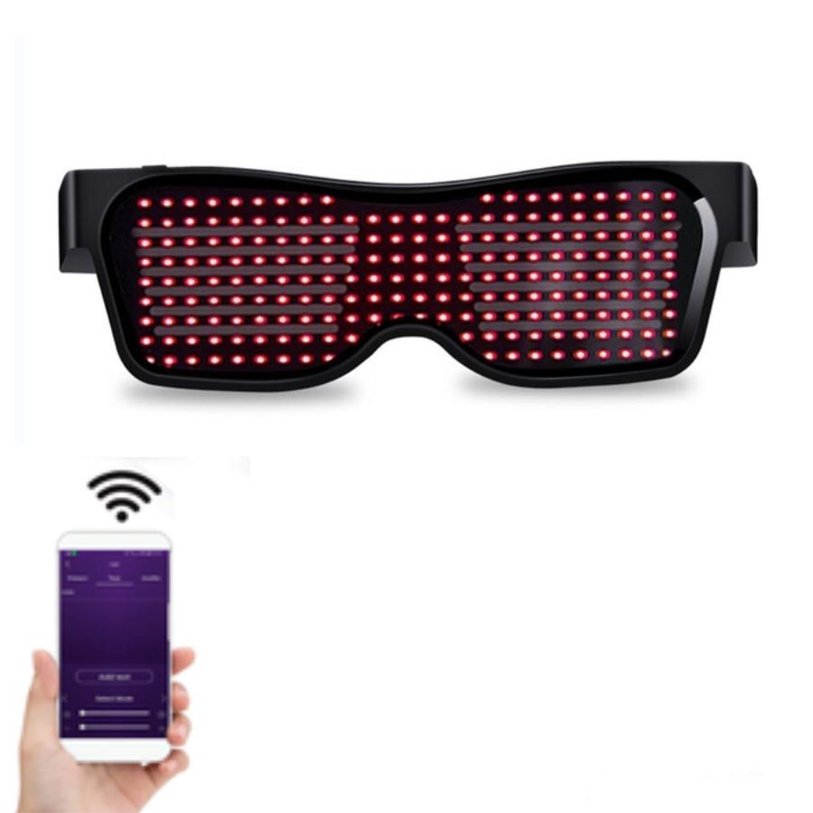 LED-Brille, Bluetooth-App-Steuerung LED-Anzeige Smarte Brille USB-wiederaufladbar DIY Funky Brille für Party, Club, DJ, Halloween