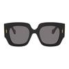 Logo Accented Rectangular Sunglasses Women Sunglasses Black LW40129U01A