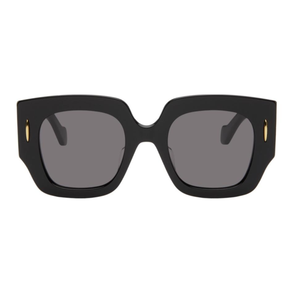 Loewe Logo Accented Rectangular Sunglasses Women sunglasses Black LW40129U01A Basic Packaging-Eyeglass Pouch or Eyeglass Case