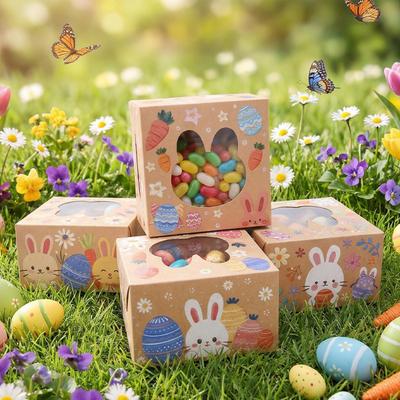 Easter Gift Boxes with Bunny Windows 24 Pieces Easter Boxes for Cake Cookie Candy Treat Snack Toy Craft DIY Holiday Festival