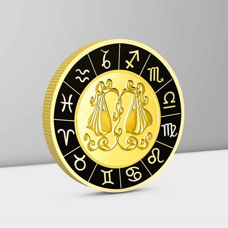 Diamonds, zodiac signs, creative coins, gifts for girls, complete set, vintage style, gold-plated coins, gifts, creativity, collectibles