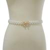 Pearl Elastic Thin Belt Fashionsweet Rhinestone Inlaid Bows Buckle Waist Chain