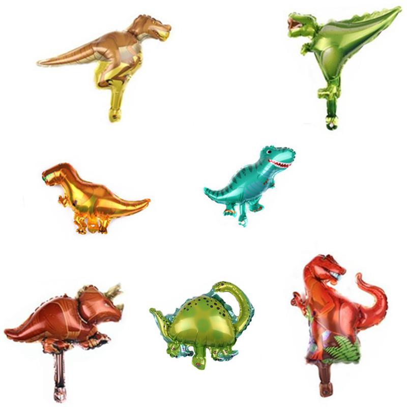 7 Stück Mini-Dinosaurier-Ballons Kleine Cartoon-Tyrannosaurus rex Triceratops Schnelle Raptoren Triceratops Kindergeburtstagsspielzeug Dekoration